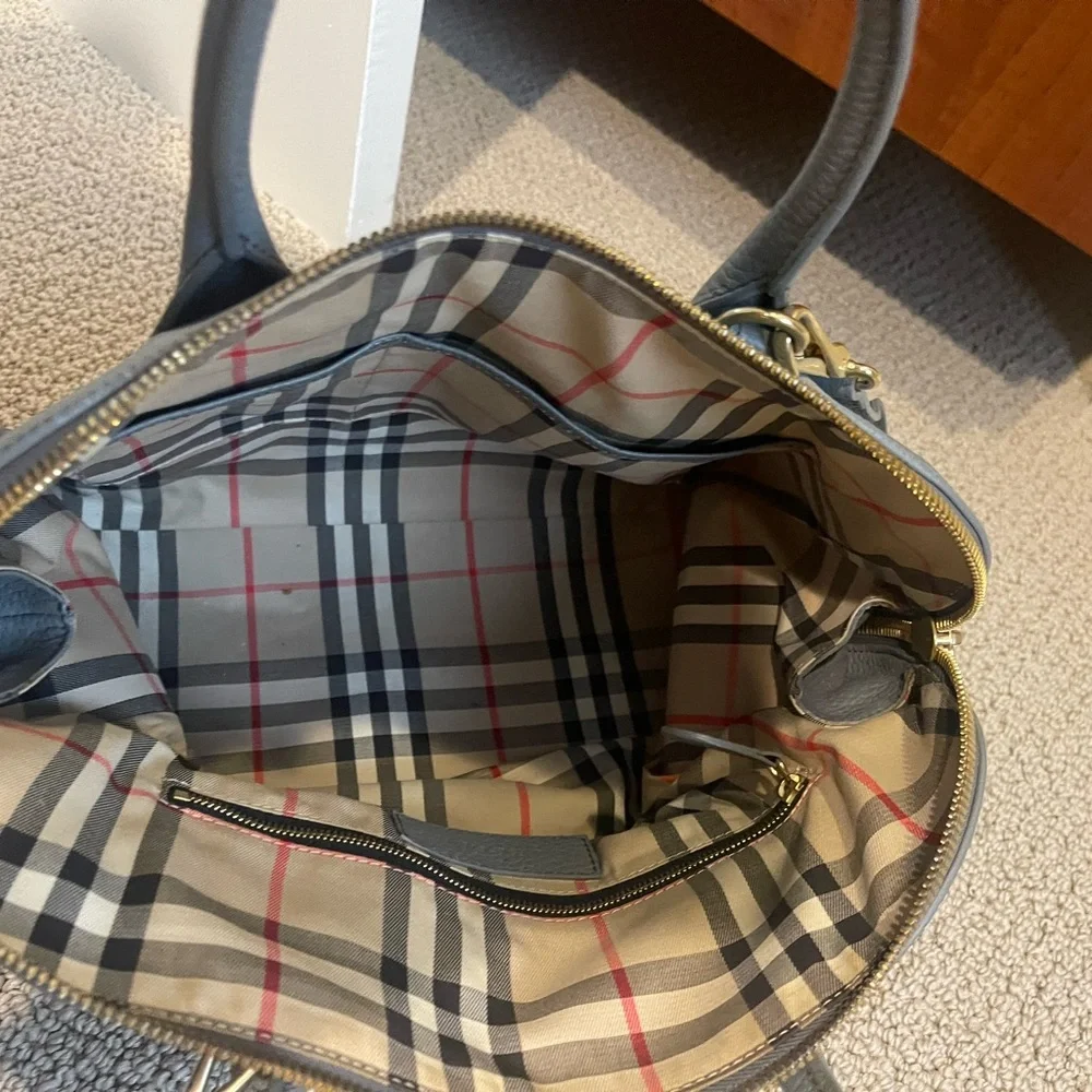 Burberry Light Blue Leather Greenwood Satchel - Picture 4 of 8